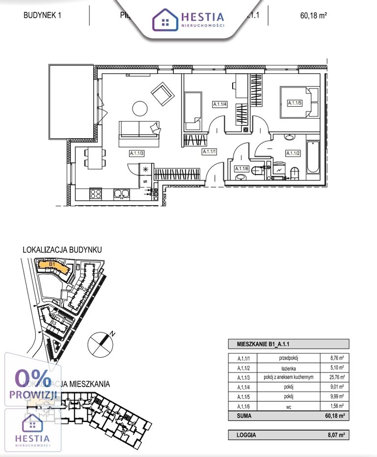 Na sprzedaż nowoczesne 3-pokojowe mieszkanie z tarasem w Szczecinie Szczecin, Warszewo, Włodzimierza Ostoi-Zagórskiego  60m2 Foto 1