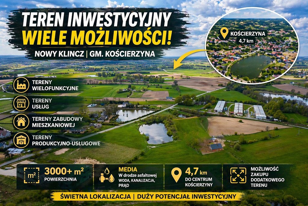 Do sprzedania działka 3 000 m² z możliwością powiększenia do 1,6 ha Nowy Klincz, Miodowa  3 033m2 Foto 1