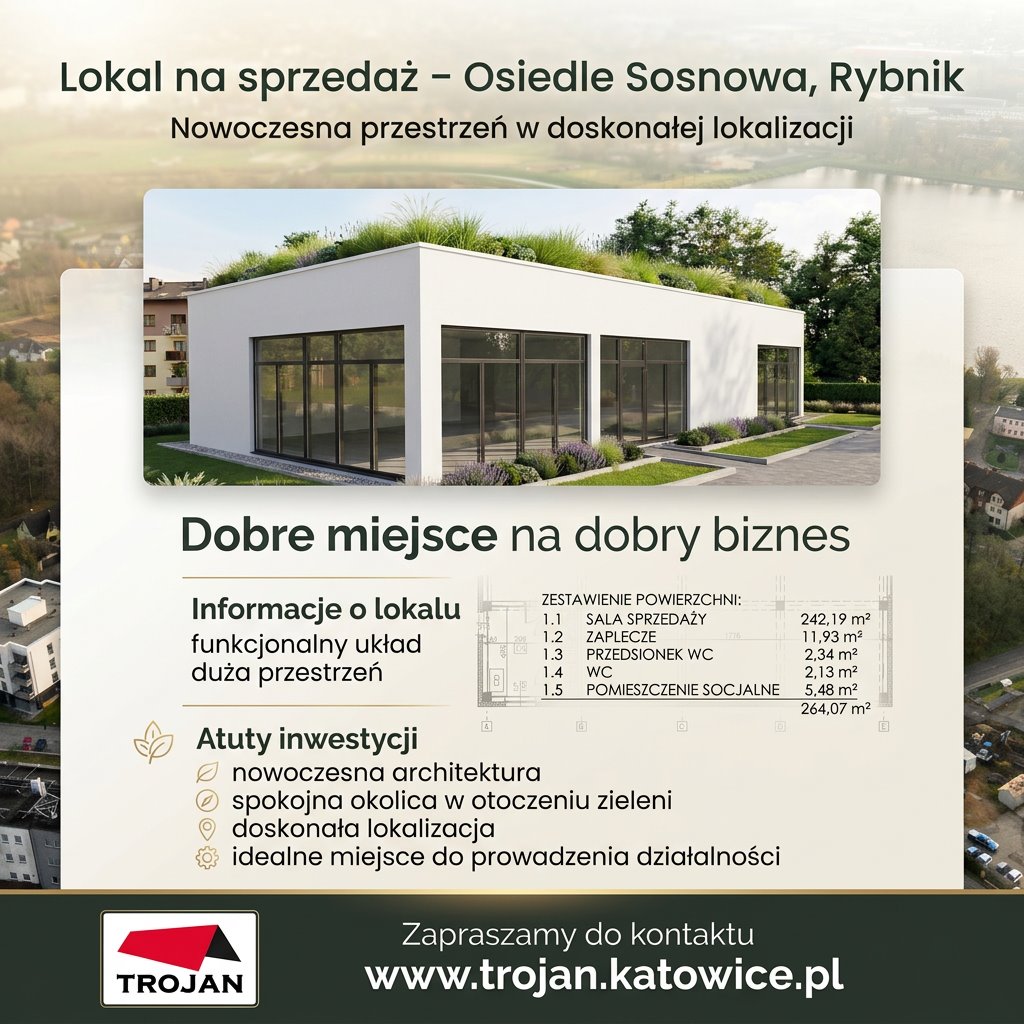 Lokal usługowy 264 m² w nowoczesnym budynku w Rybniku Rybnik, Paruszowiec, Sosnowa  264m2 Foto 1