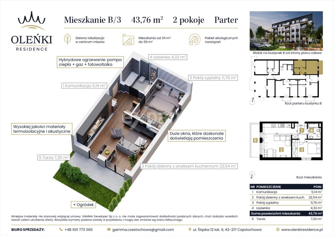 Mieszkanie dwupokojowe na sprzedaż Częstochowa, Podjasnogórska, Oleńki  45m2 Foto 7