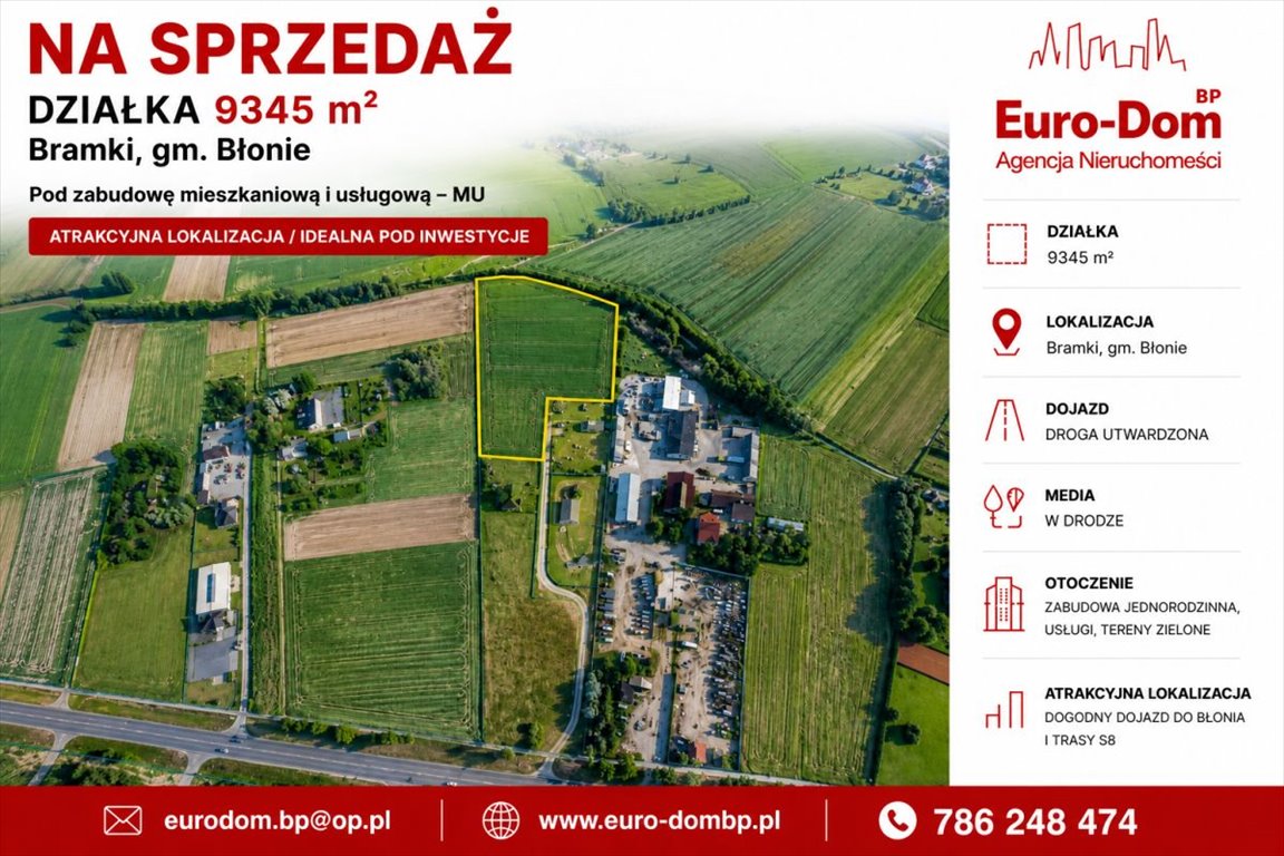 Grunt inwestycyjny 9 345 m² z MPZP w Bramkach Bramki  9 345m2 Foto 1