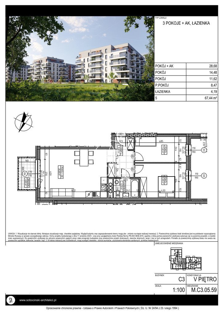 Mieszkanie trzypokojowe na sprzedaż Bydgoszcz, Fordon, Fordońska  67m2 Foto 4