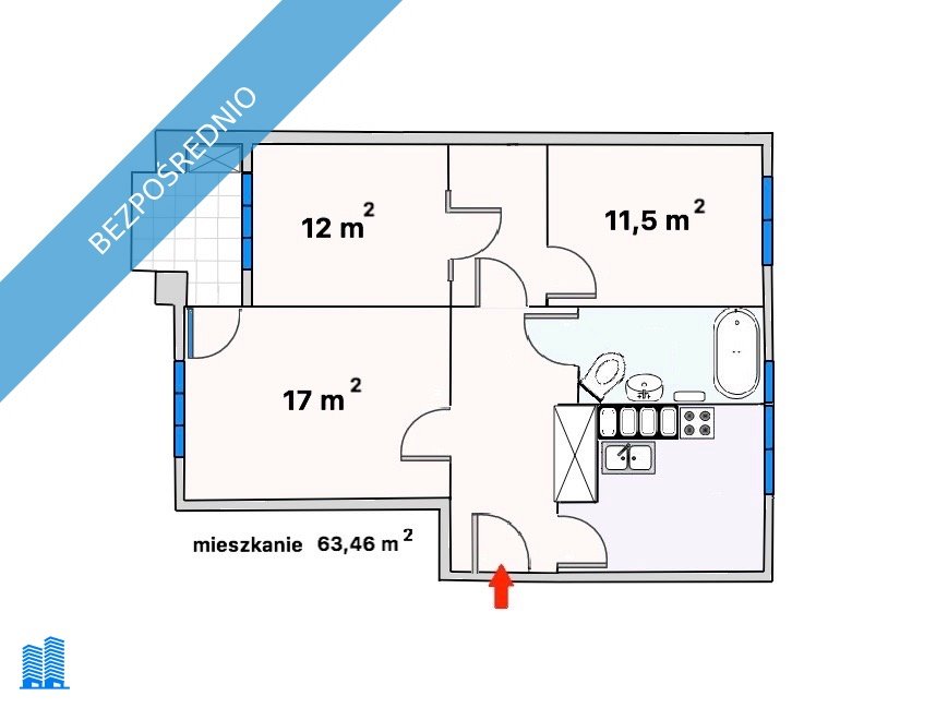 Mieszkanie trzypokojowe na sprzedaż Gdańsk, Główne Miasto, Krosna  63m2 Foto 2