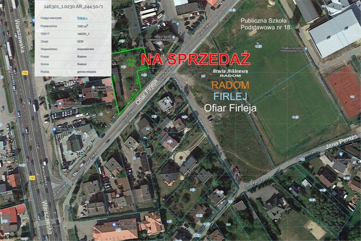 Działka budowlana na sprzedaż Radom, Wincentów, Ofiar Firleja  1 382m2 Foto 3