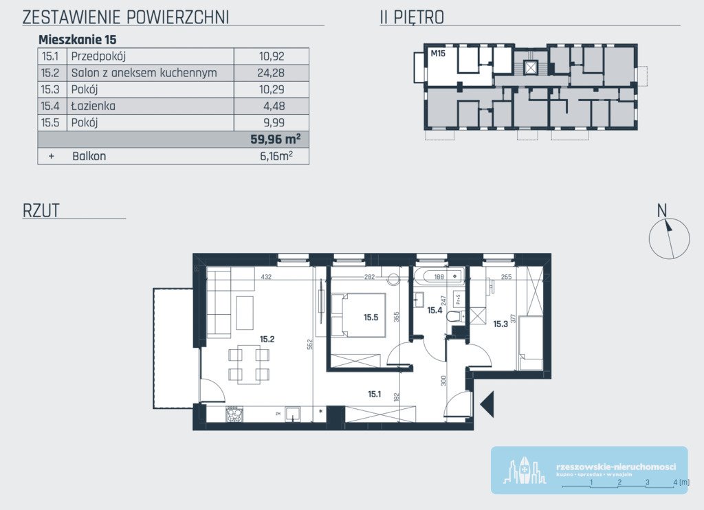 Mieszkanie trzypokojowe na sprzedaż Rzeszów, al. gen. Władysława Sikorskiego  60m2 Foto 4