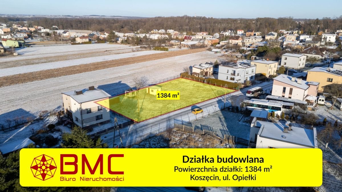 Działka budowlana z mediami, ogrodzona, 1384 m² Koszęcin, Opiełki  1 384m2 Foto 1
