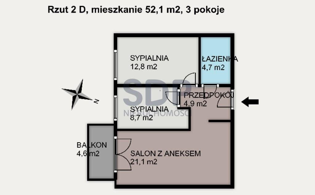 Mieszkanie trzypokojowe na sprzedaż Wrocław, Krzyki, Racławicka  52m2 Foto 5