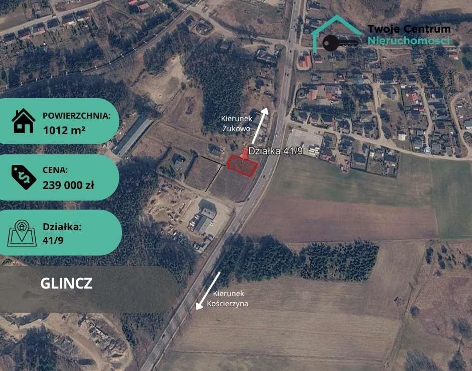 Działka 1012 m² pod dom jednorodzinny, las 50 m Glincz, Sosnowa  1 012m2 Foto 1