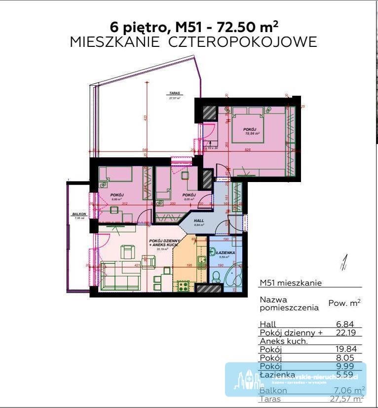 Mieszkanie czteropokojowe  na sprzedaż Rzeszów, bł. Karoliny  73m2 Foto 2