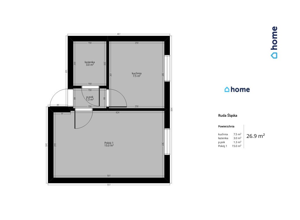 Kawalerka 26m2 z piwnicą i nowymi oknami, blisko Urzędu Ruda Śląska, Stanisława Staszica  26m2 Foto 1
