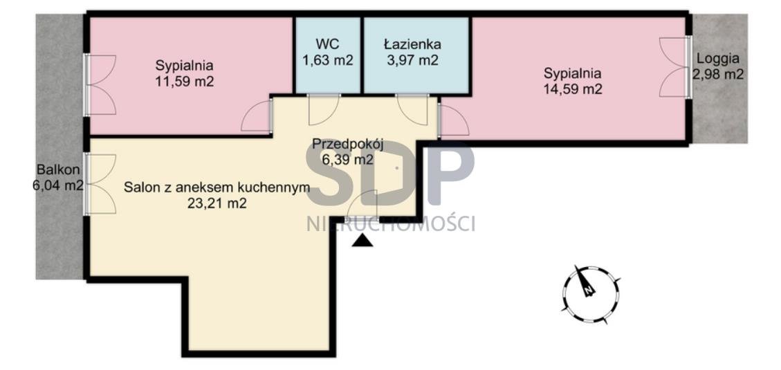 Mieszkanie trzypokojowe na sprzedaż Wrocław, Psie Pole, Sołtysowice, Lothara Herbsta  61m2 Foto 4