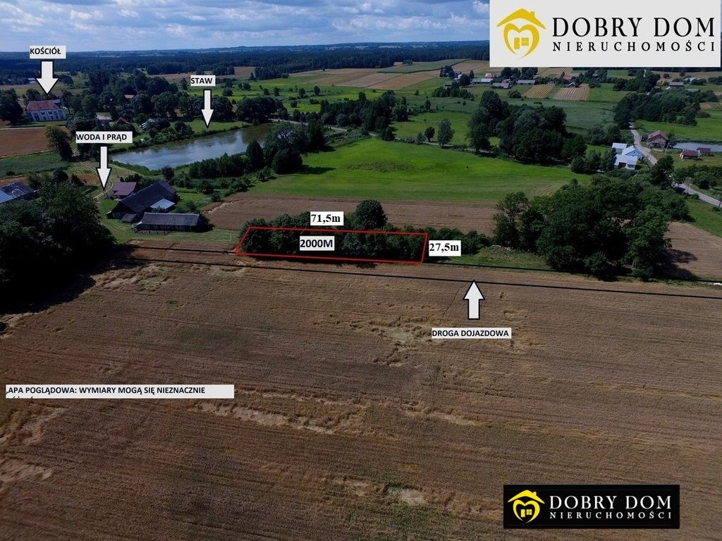 Kształtna działka 2000 m2 z widokiem na las i pola Siderka  2 000m2 Foto 1