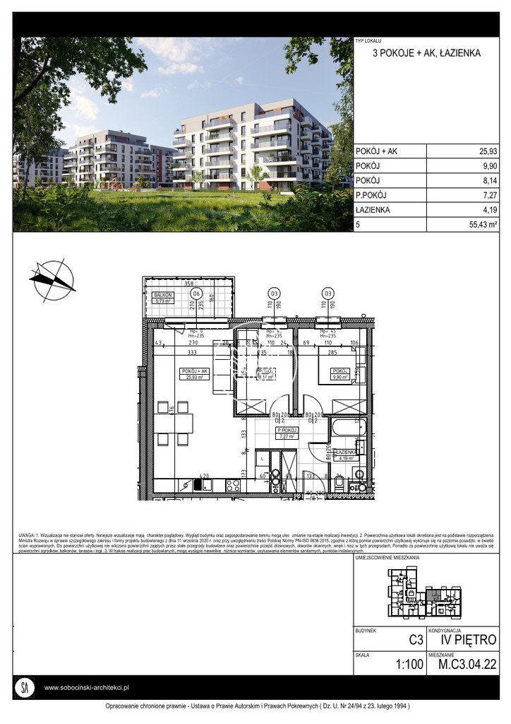 Mieszkanie trzypokojowe na sprzedaż Bydgoszcz, Fordon, Fordońska  55m2 Foto 4