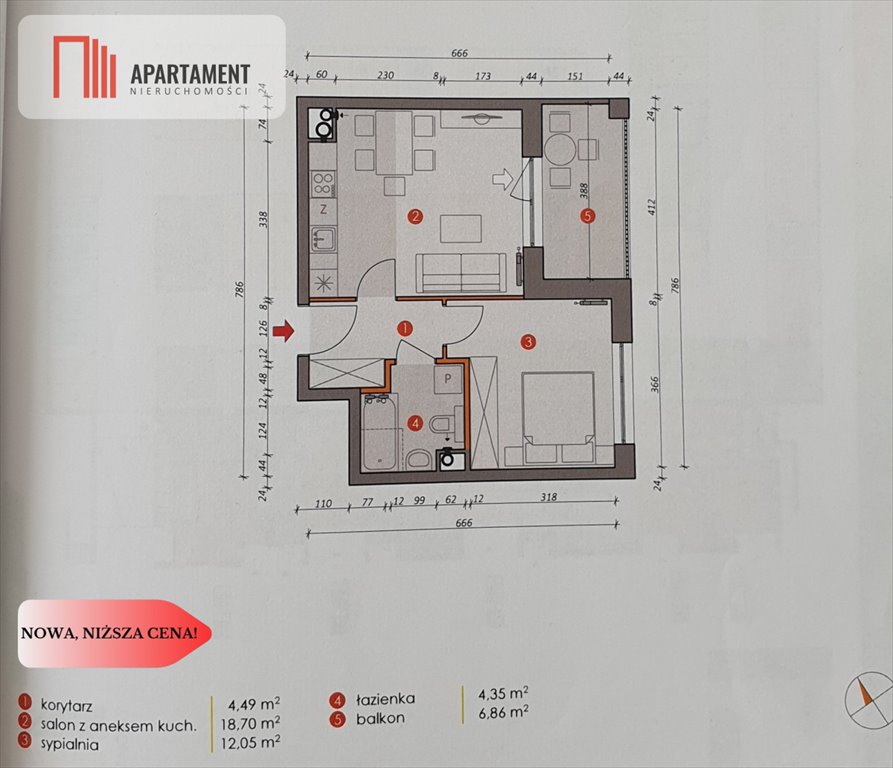 Mieszkanie dwupokojowe na sprzedaż Bydgoszcz  40m2 Foto 14