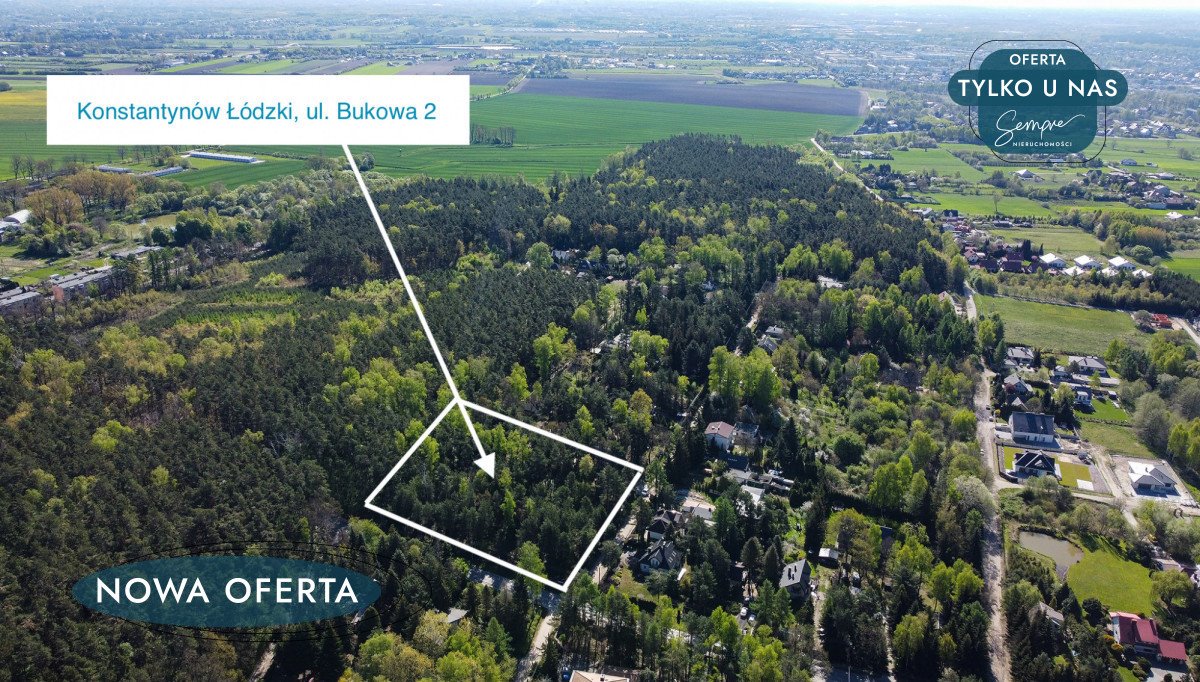 Działka z lasem i możliwością zabudowy - 4472 m² w Konstantynowie Konstantynów Łódzki, Bukowa  4 472m2 Foto 1