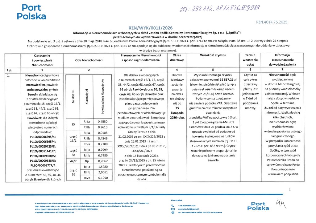 Działka do wynajęcia 26,5 ha w Pawłówku, CPK Pawłówek  265 716m2 Foto 1