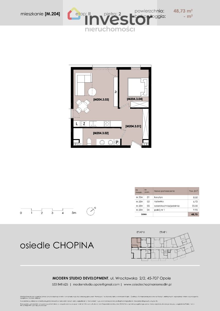Mieszkanie dwupokojowe na sprzedaż Niemodlin, Fryderyka Chopina  49m2 Foto 2