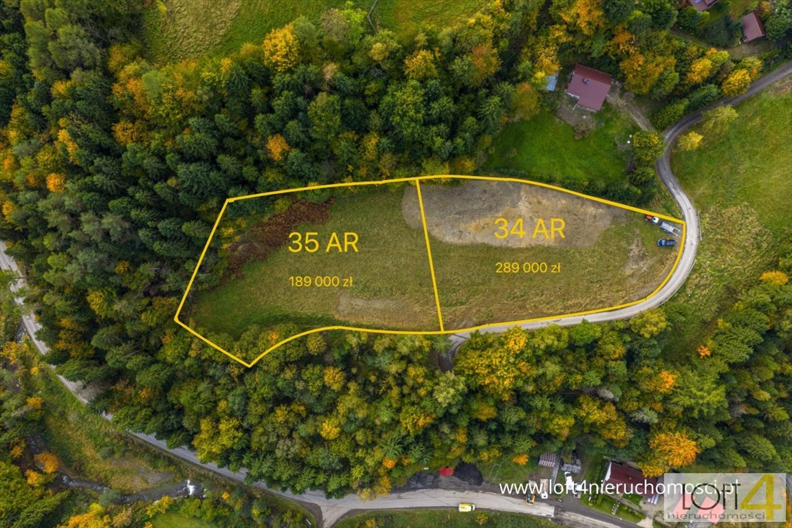 Działka 69 arów z widokami i mediami - polecam! Półrzeczki  3 500m2 Foto 1