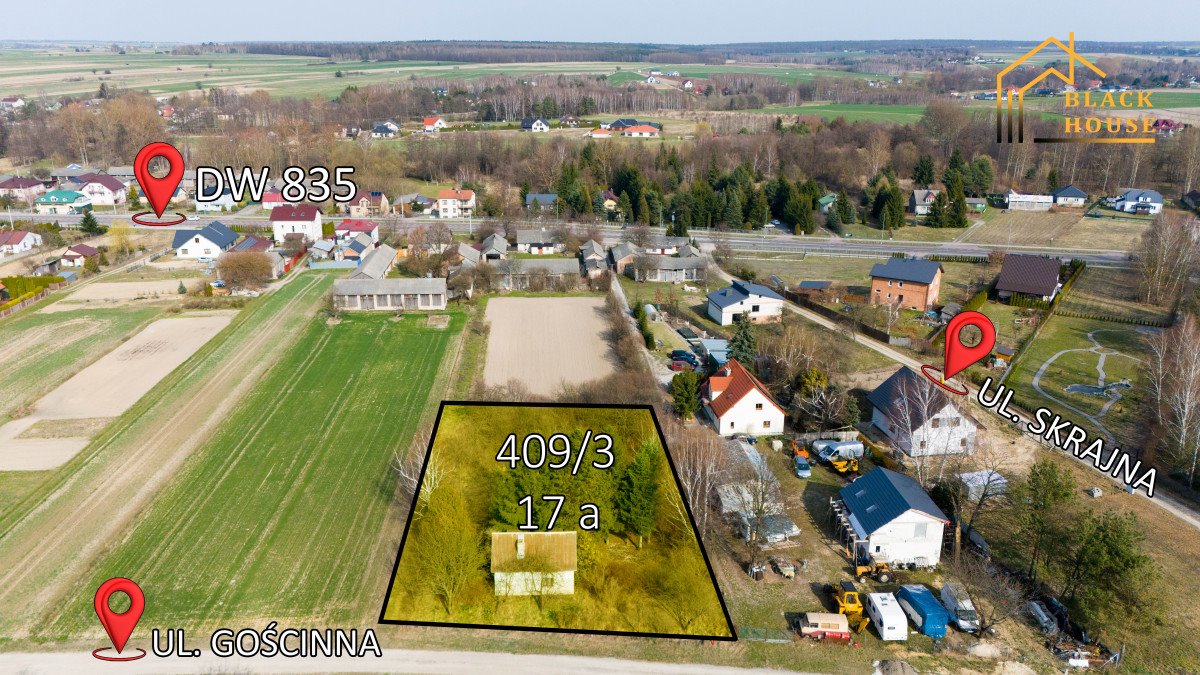 Działka 1708 m² z murowanym domkiem, media, pierwsza linia Głuszczyzna, Gościnna  1 708m2 Foto 1