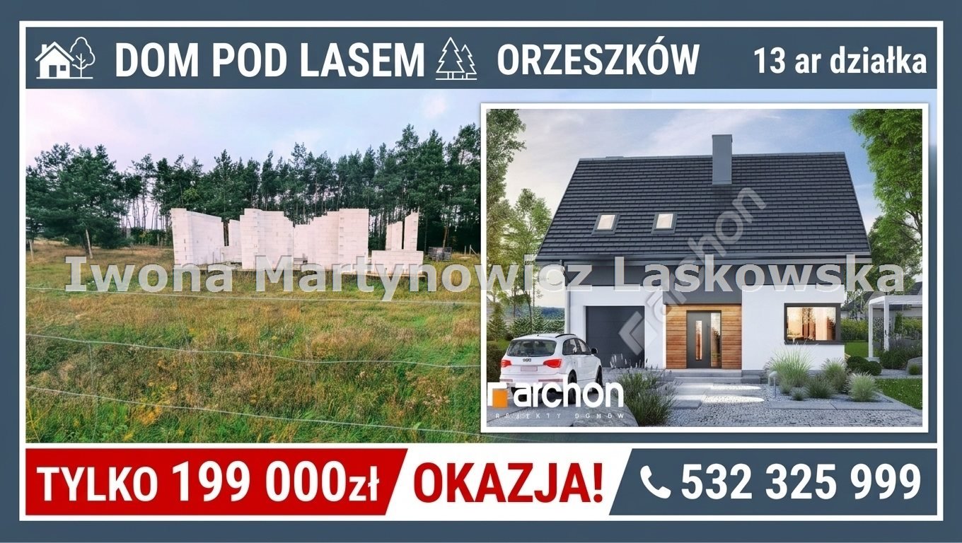 Polecam dom z rozpoczętą budową 163 m² w Orzeszkowie Orzeszków  164m2 Foto 1