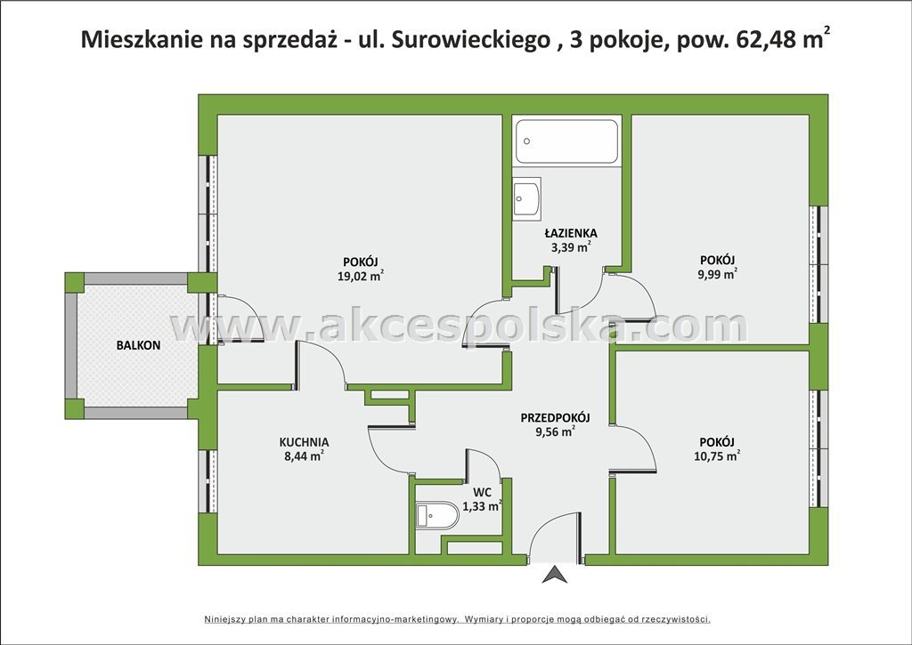 Mieszkanie trzypokojowe na sprzedaż Warszawa, Ursynów, Surowieckiego  62m2 Foto 1