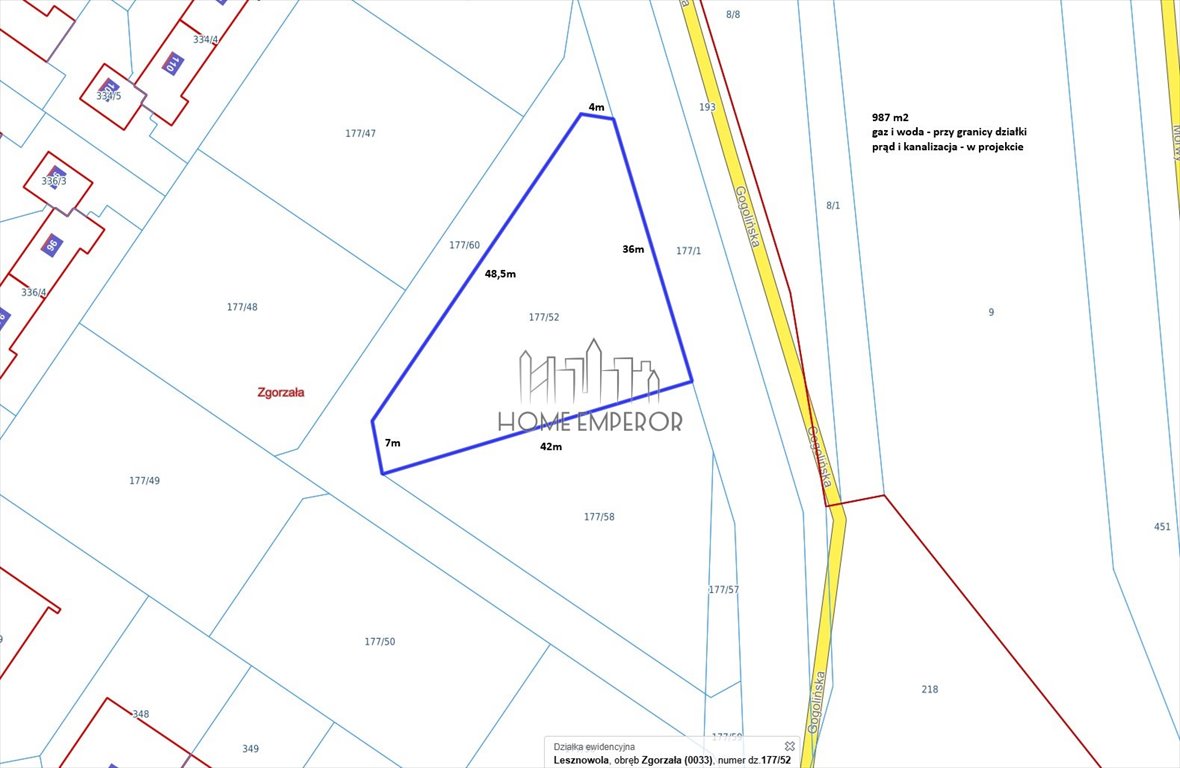 Działka budowlana na sprzedaż Zgorzała, Gogolińska  987m2 Foto 1