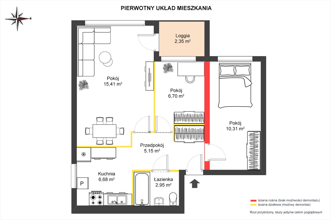 Mieszkanie dwupokojowe na sprzedaż Żyrardów, Legionów Polskich  47m2 Foto 3