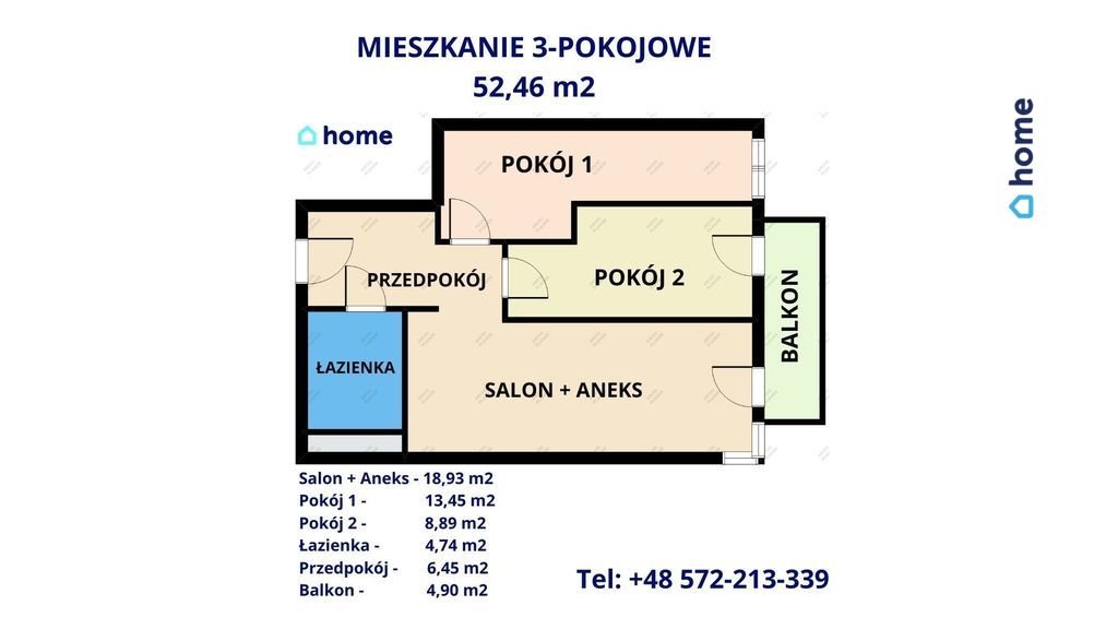 Mieszkanie trzypokojowe na sprzedaż Rzeszów, Przybyszówka, Solińska  52m2 Foto 1