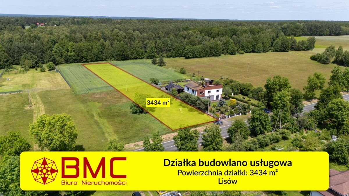 Działka usługowa 3434 m² z mediami, blisko Częstochowy Lisów  3 434m2 Foto 1