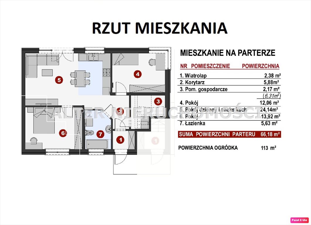 Mieszkanie trzypokojowe na sprzedaż Porosły  66m2 Foto 3