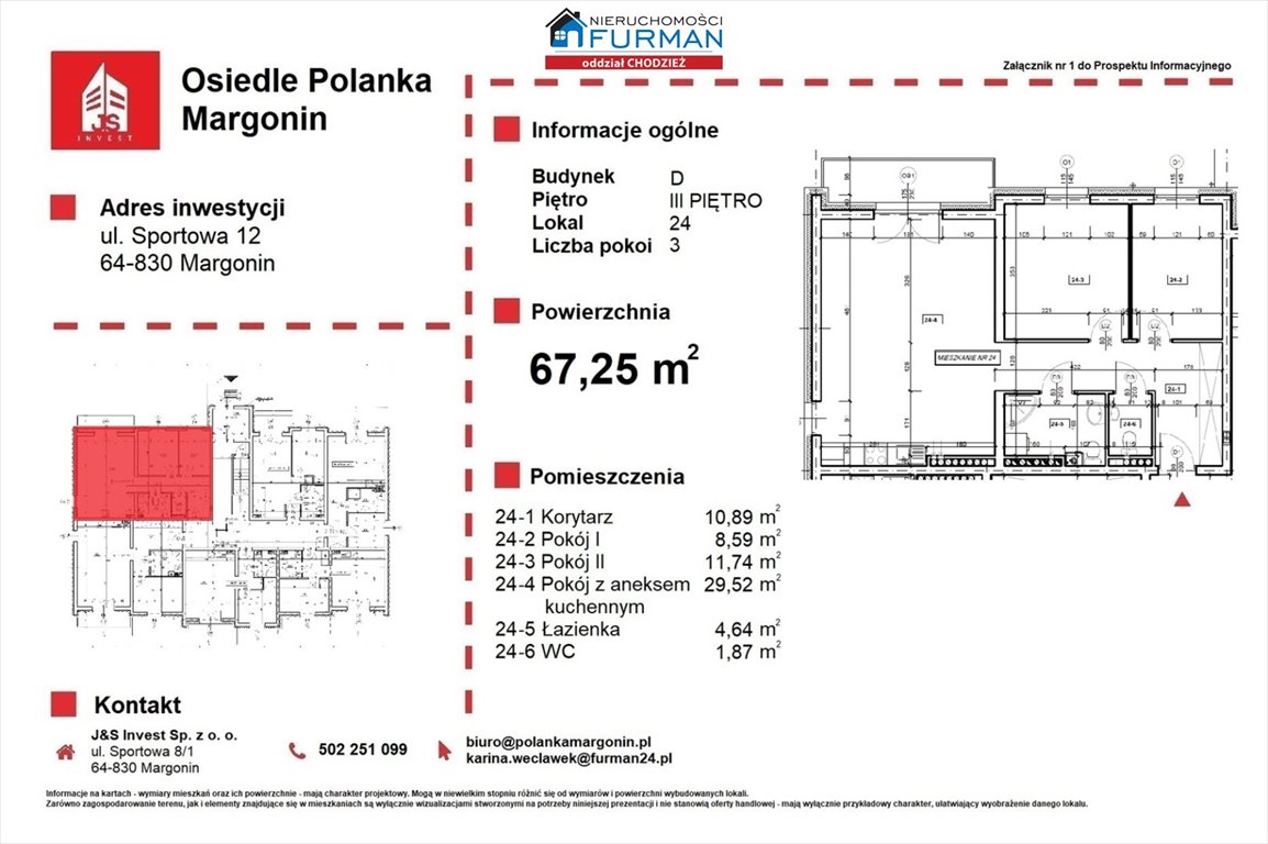 Mieszkanie trzypokojowe na sprzedaż Margonin  67m2 Foto 6