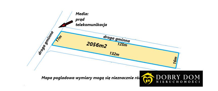 Działka 2056 m² pod dom jednorodzinny - media asfalt Dobrzyniewo Duże  2 056m2 Foto 1