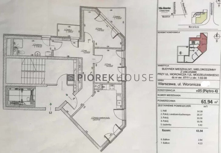 Mieszkanie trzypokojowe na sprzedaż Warszawa, Mokotów, Jana Pawła Woronicza  62m2 Foto 3