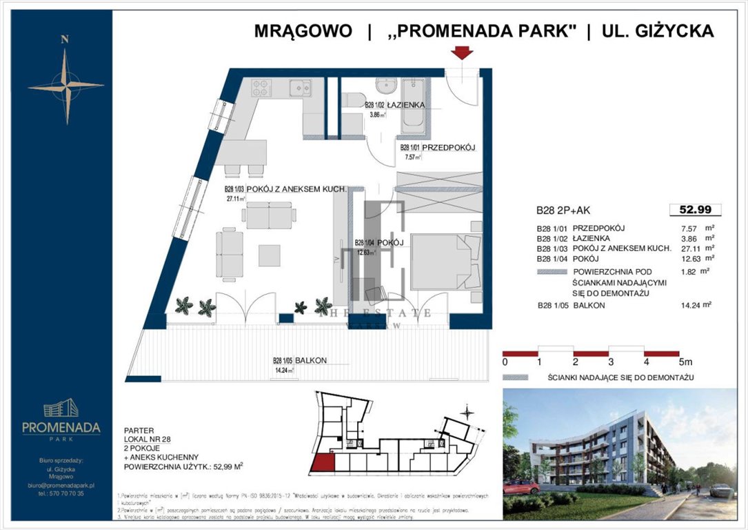 Mieszkanie dwupokojowe na sprzedaż Mrągowo, Giżycka  53m2 Foto 2