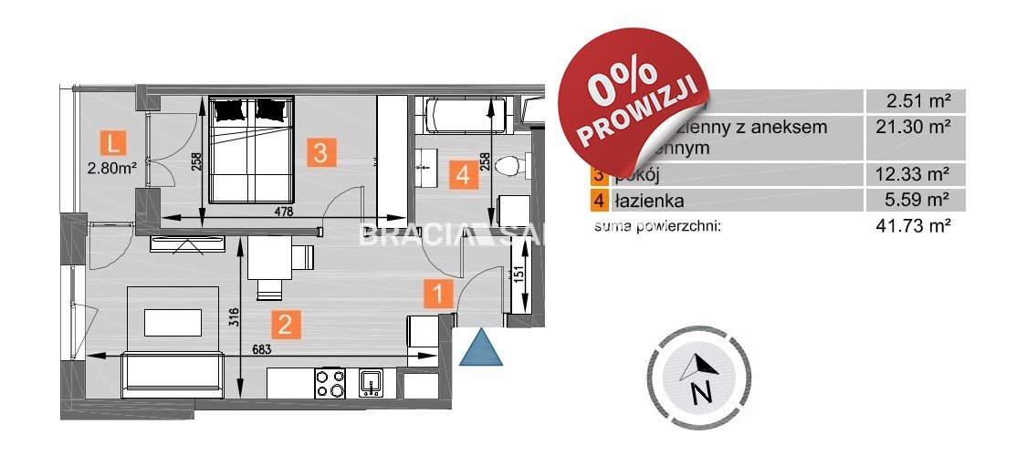 Mieszkanie dwupokojowe na sprzedaż Kraków, Mistrzejowice, Mistrzejowice, os. Piastów  42m2 Foto 3