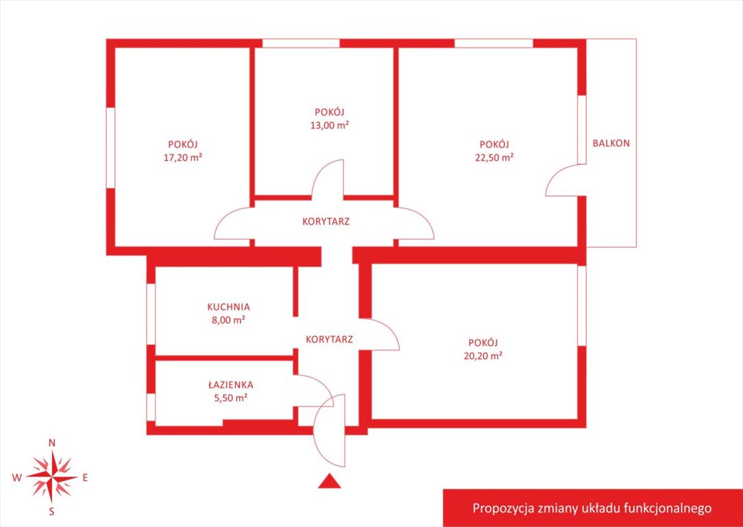 Duże 4-pokojowe mieszkanie 95,86 m² z balkonem - Gdynia Gdynia, Obłuże, Krawiecka  96m2 Foto 1
