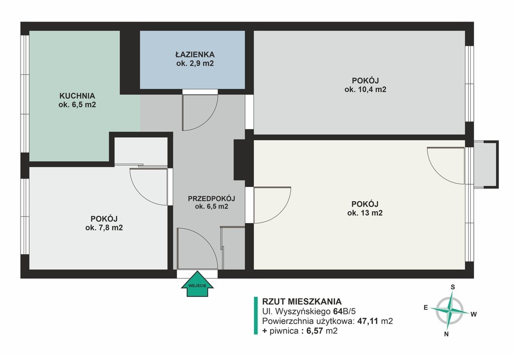 Mieszkanie trzypokojowe na sprzedaż Szczecinek, Koszalińska  47m2 Foto 17