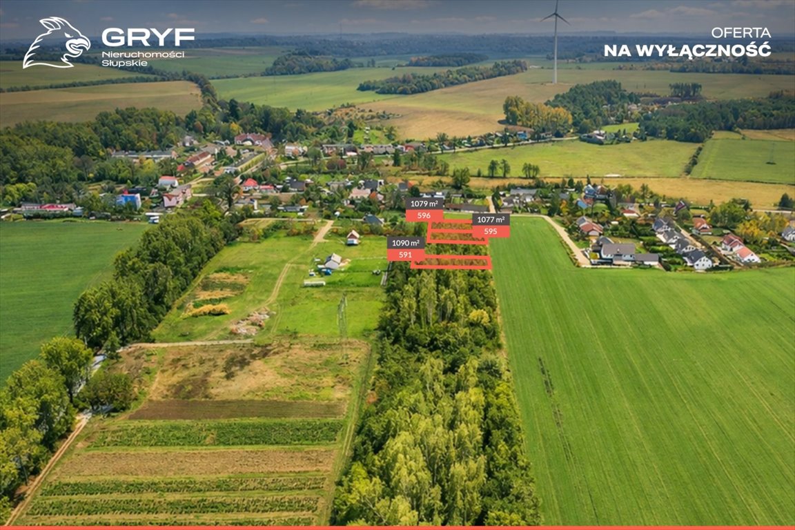 Działki budowlane na wzniesieniu, blisko Słupska i morza Strzelino  1 077m2 Foto 1
