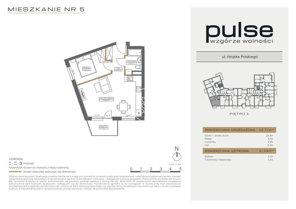 Dwupokojowe mieszkanie na sprzedaż, 41,56 m2, Wzgórze Wolności Bydgoszcz, Wzgórze Wolności, Wojska Polskiego  42m2 Foto 1
