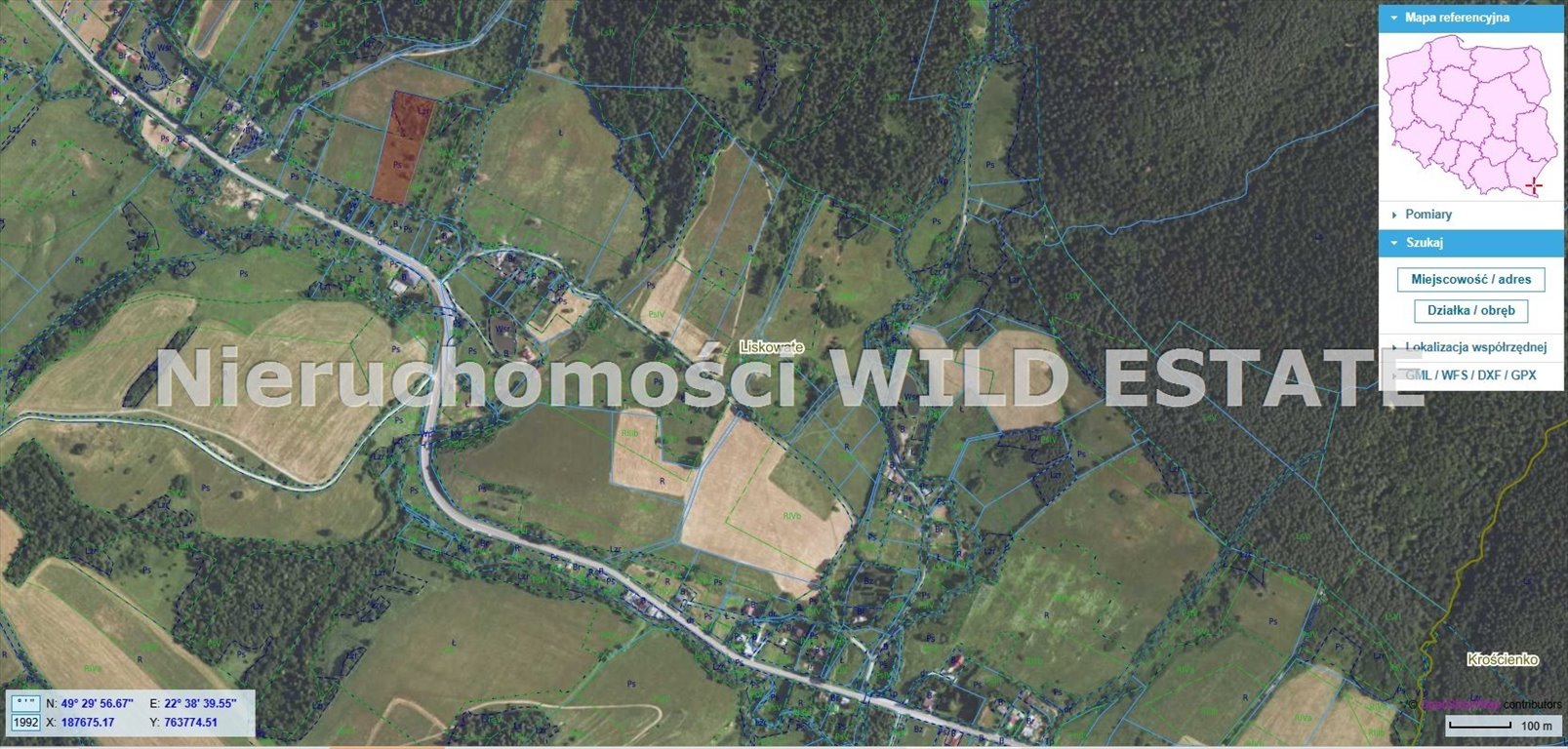 Działka rolna 11 383 m² w Liskowatym, blisko Ustrzyk Ustrzyki Dolne, Liskowate  11 383m2 Foto 1