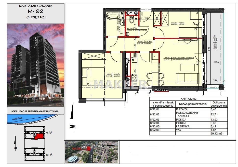 Mieszkanie trzypokojowe na sprzedaż Bydgoszcz, Wzgórze Wolności  60m2 Foto 6