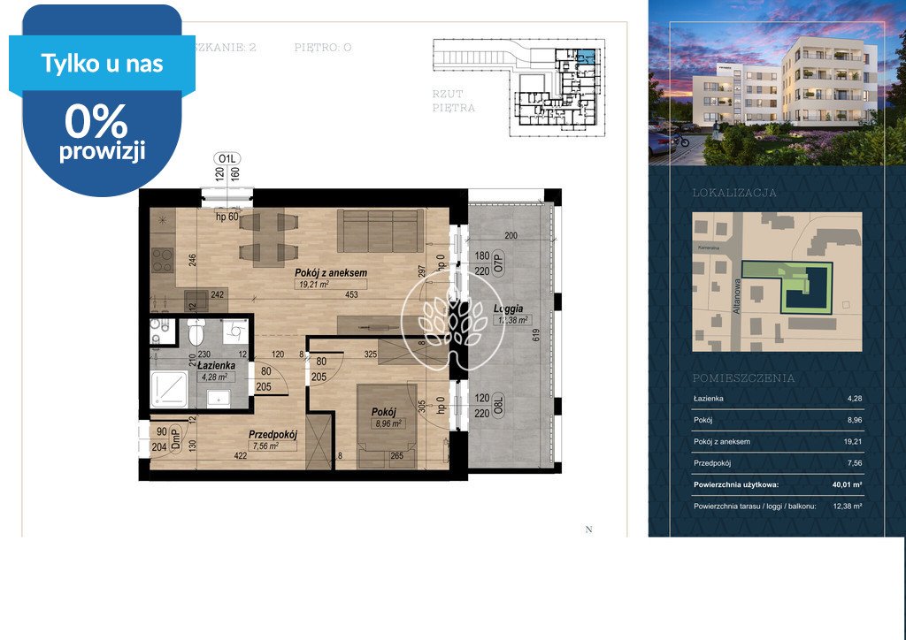 Sprzedam 2-pokojowe mieszkanie 40 m² z XXL loggią w Fordonie Bydgoszcz, Fordon, Altanowa  40m2 Foto 1