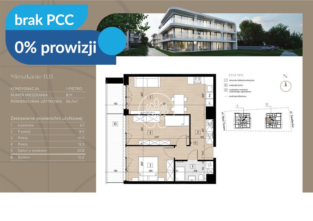Na sprzedaż nowoczesne 3-pokojowe mieszkanie z ogródkiem i garażem Bydgoszcz, Czyżkówko, Siedlecka  57m2 Foto 1
