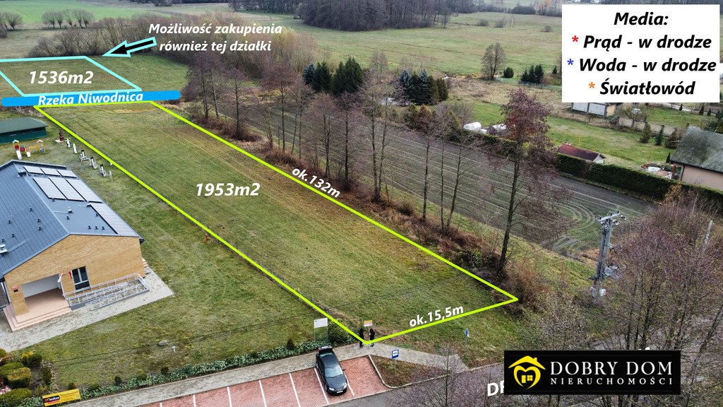 Działka 1953 m² z dostępem do rzeki i planem zabudowy Zaczerlany  1 953m2 Foto 1