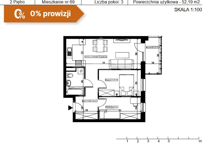 Mieszkanie trzypokojowe na sprzedaż Bydgoszcz, Kapuściska  52m2 Foto 4