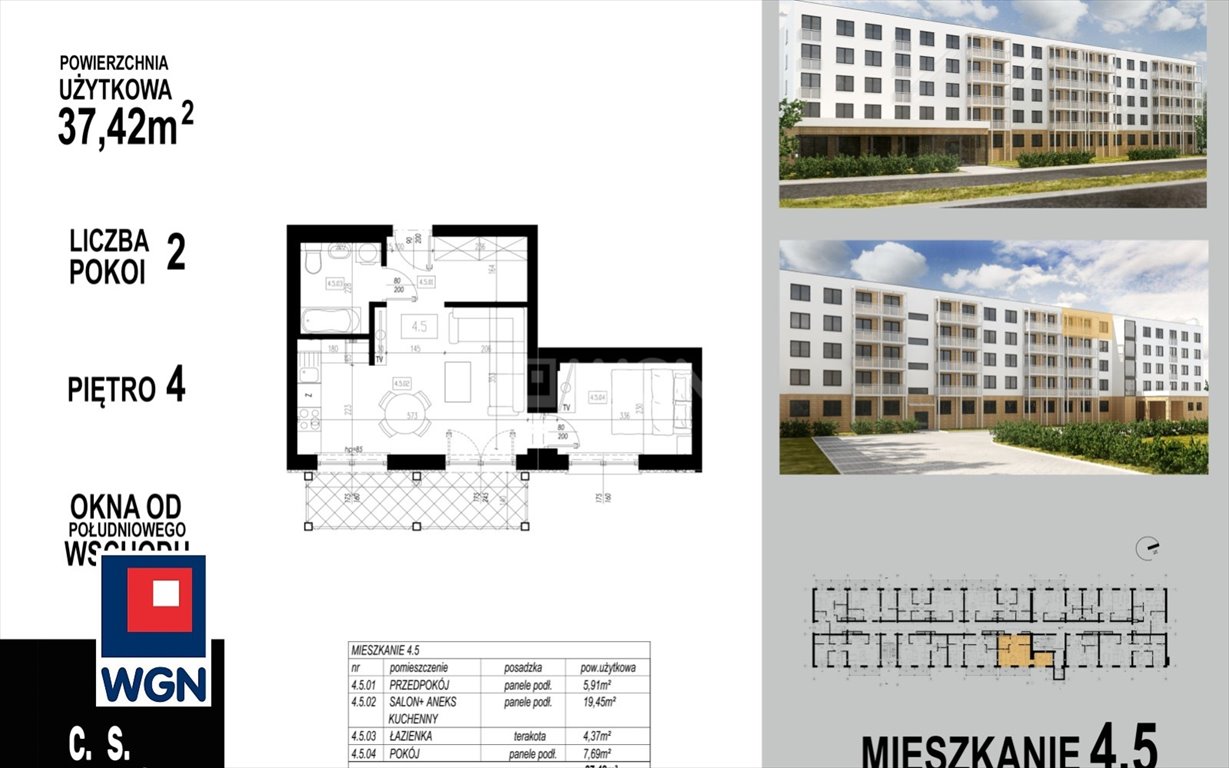 Mieszkanie dwupokojowe na sprzedaż Głogów, Wojska Polskiego  37m2 Foto 1