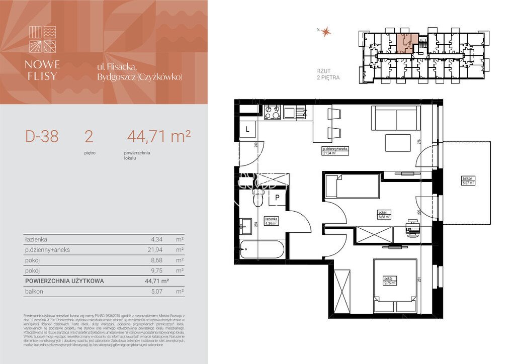Przestronne 3-pokojowe mieszkanie na sprzedaż w Czyżkówku Bydgoszcz, Czyżkówko, Flisacka  44m2 Foto 1