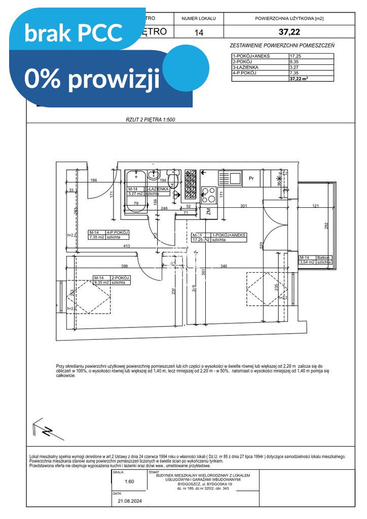 Atrakcyjne 2-pokojowe mieszkanie z balkonem i widokiem na Wisłę - zapraszam Bydgoszcz, Fordon, Bydgoska  37m2 Foto 1