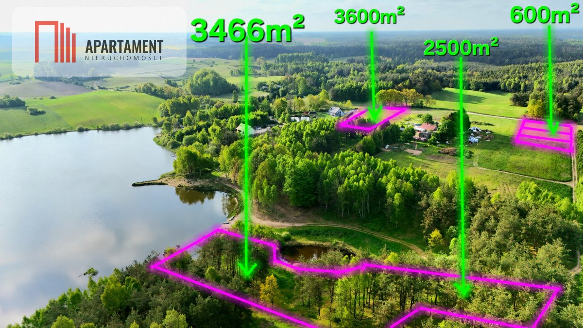 Polecam działkę nad jeziorem 3466 m² w Przęsinie Przęsin  1 733m2 Foto 1