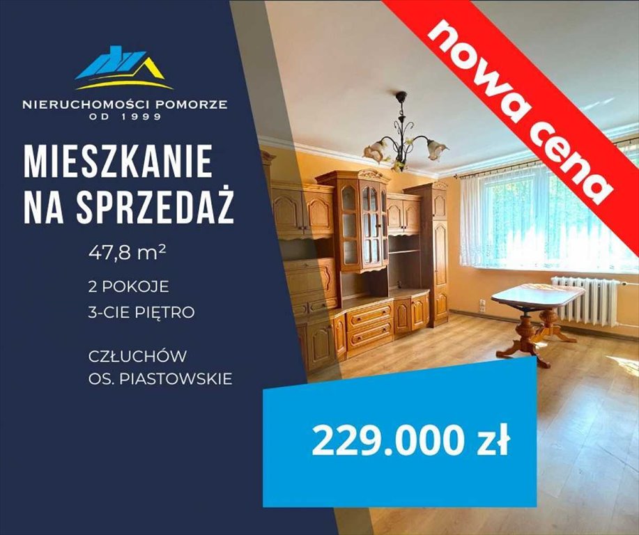 Mieszkanie dwupokojowe na sprzedaż Człuchów, os.Piastowskie  48m2 Foto 1